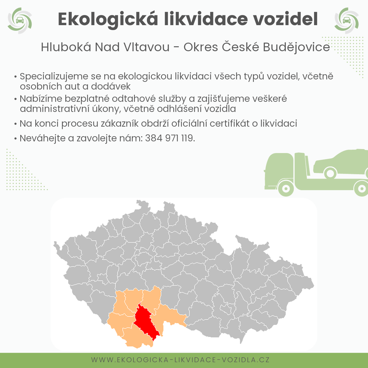 likvidace vozidel - Hluboká nad Vltavou